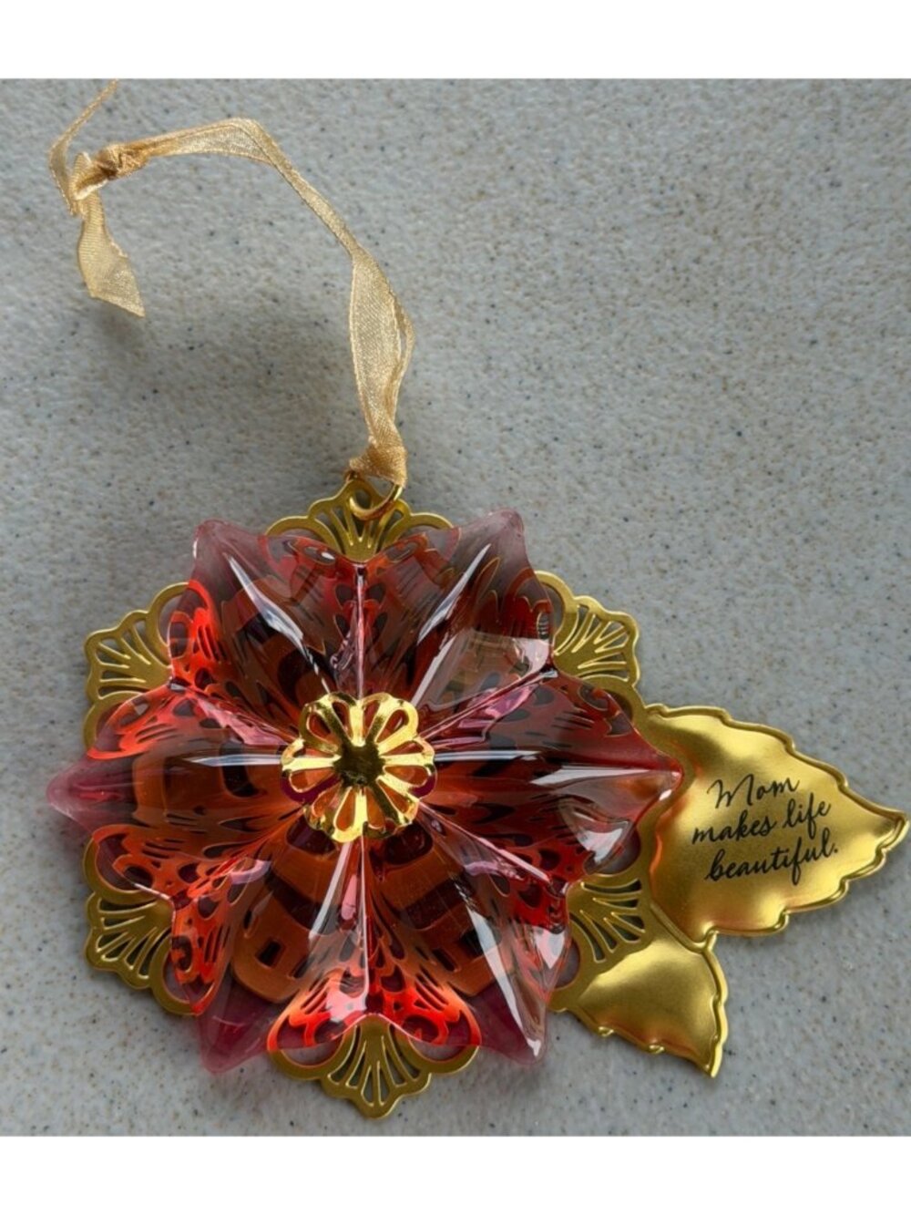 2019 Hallmark Keepsake "Beautiful Mom" Glass & Metal Christmas Tree Ornament